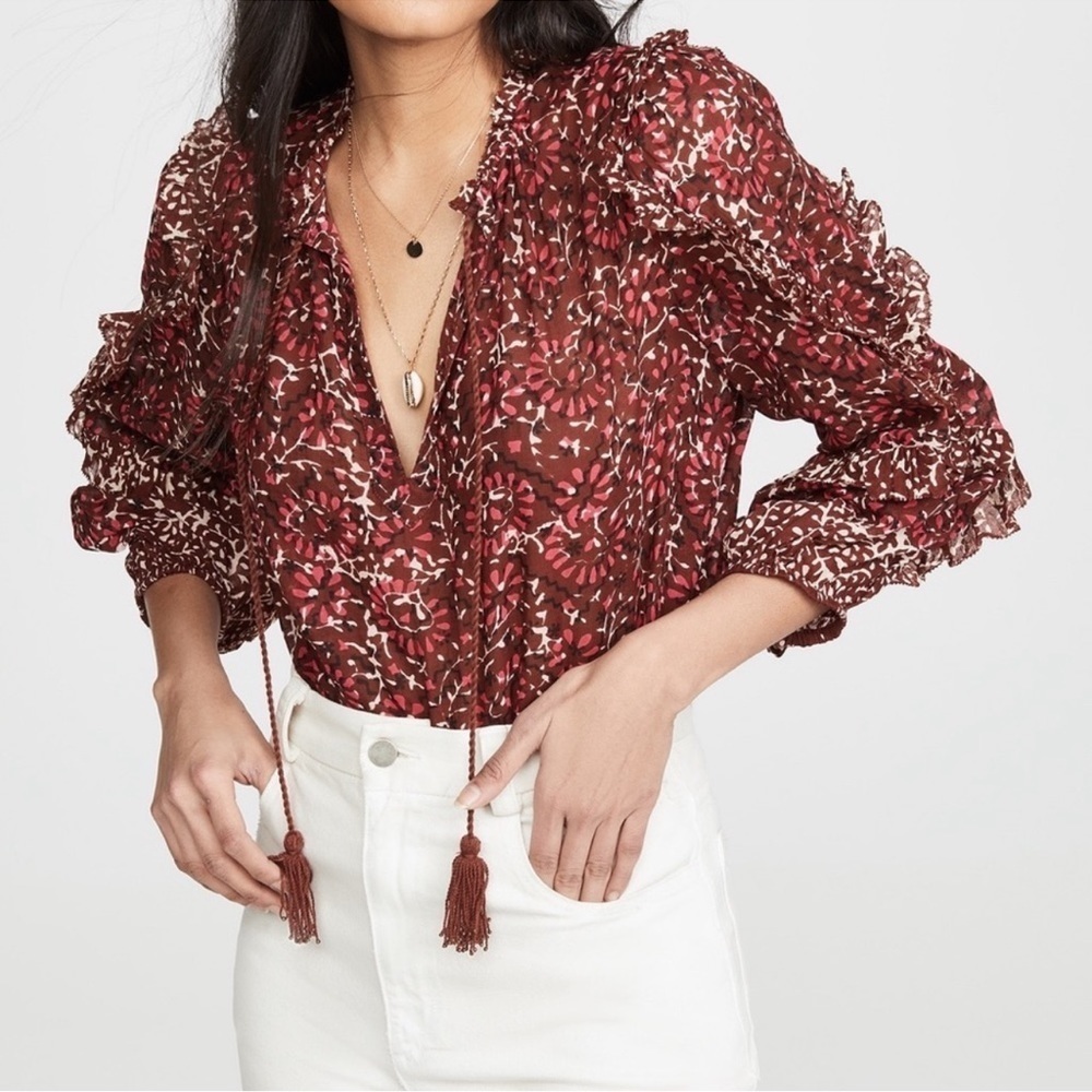 Ulla Johnson Floral Ruffle Lillian Blouse